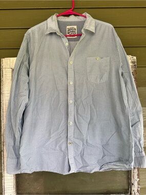 American Republic Mens XL Blue Geometric Micro Print Cotton Button Down Shirt
